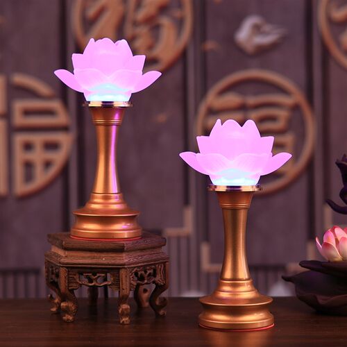 2023七彩荷花灯琉璃灯水晶玻璃莲花灯LED七彩充电供灯新款变光