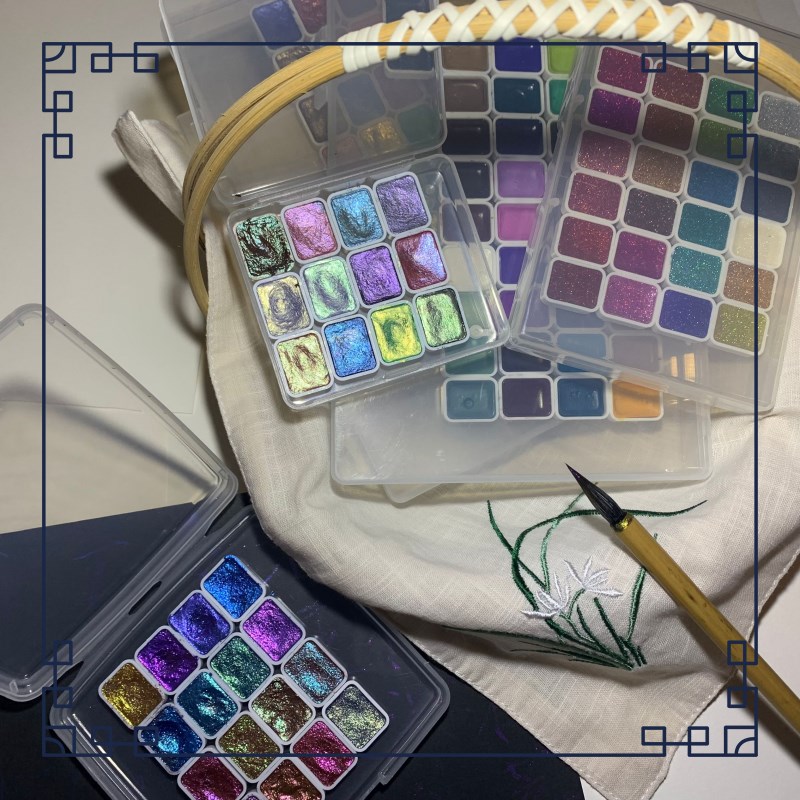 诗色固体珠光水彩变色龙人鱼姬纯色水彩颜料美甲偏光彩绘