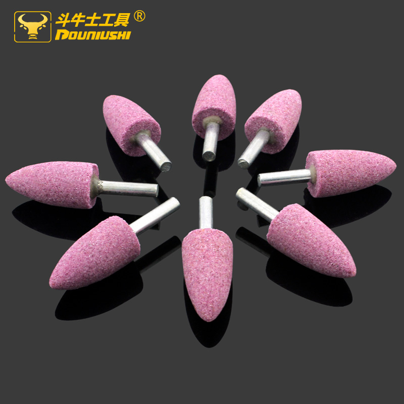 红钢玉硬质砂轮磨头金属除锈打磨尖头柱型火花仔小沙轮抛光电磨头
