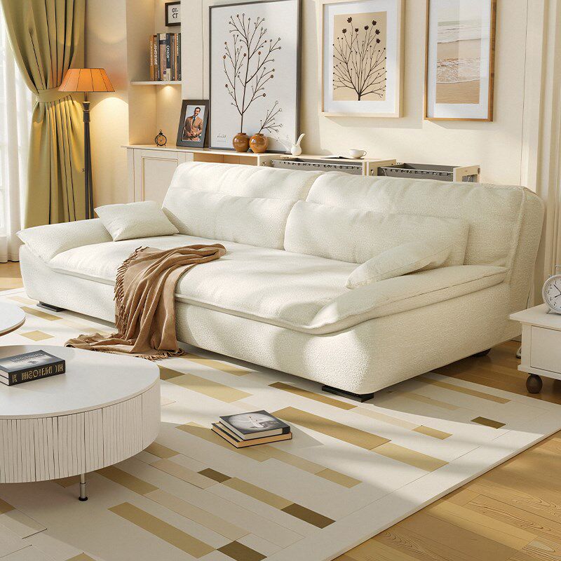 法式奶油风雪尼尔绒帆船沙发床客厅直排小户型可折叠两用功能沙发