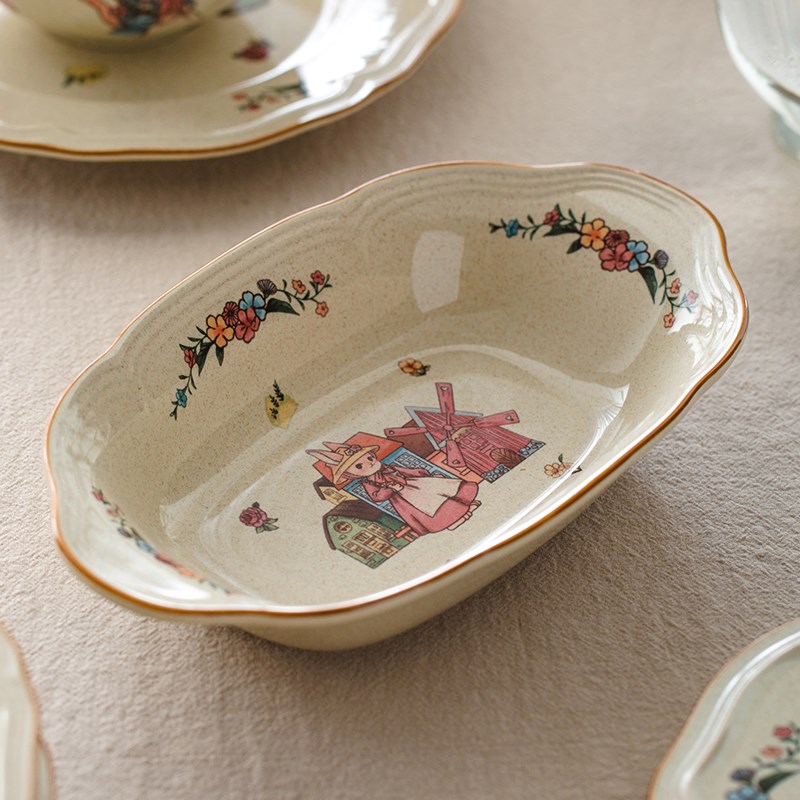 肆月烤盘微波炉烤箱专用器皿芝士焗饭盘子家用双耳烤碗深盘沙拉盘