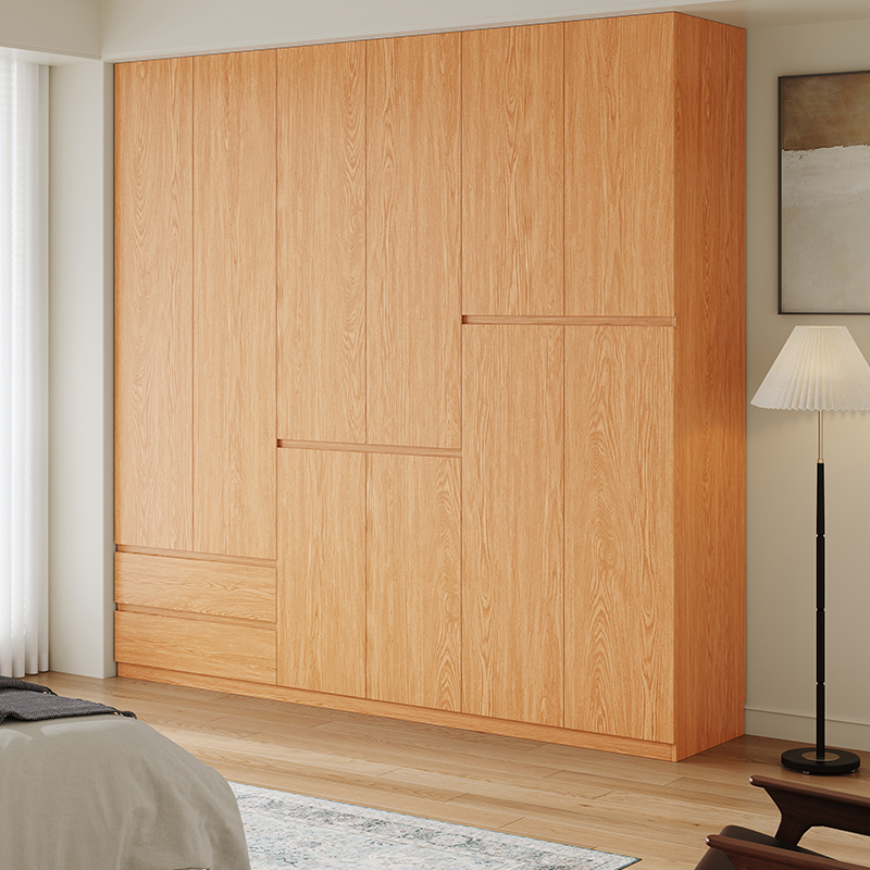 橡木定制全实木衣柜2024新款爆款家用卧室主卧分段式免拉手大衣橱