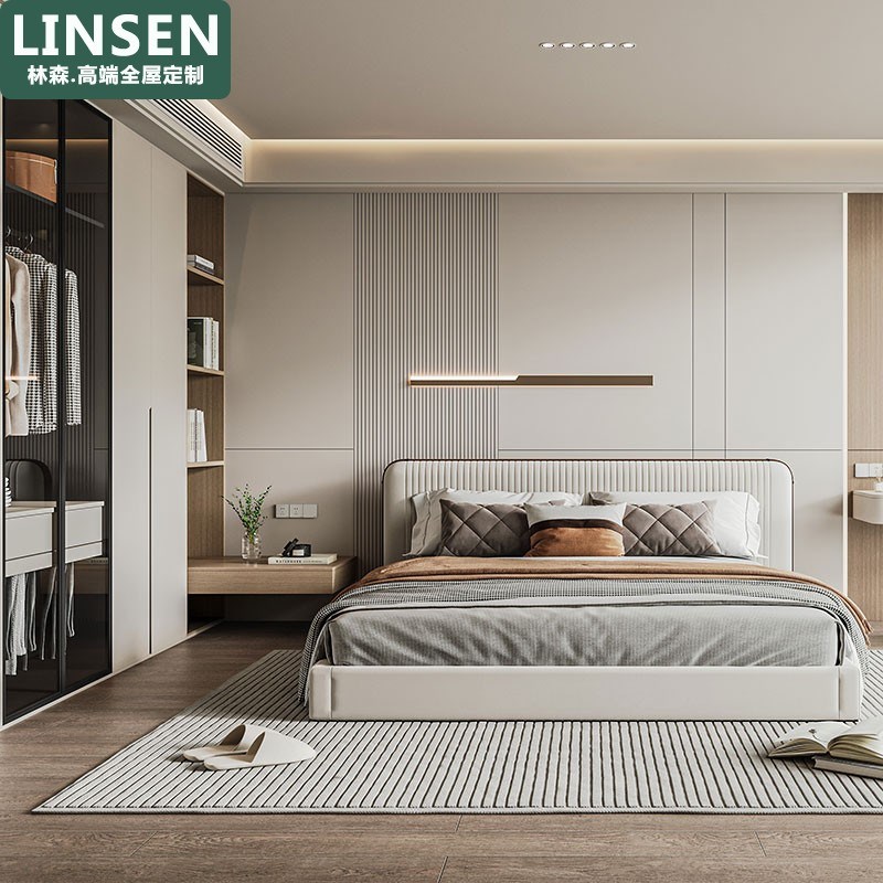 上海全屋定制走入式衣柜衣帽间卧室家用柜子一门到顶整体现代简约