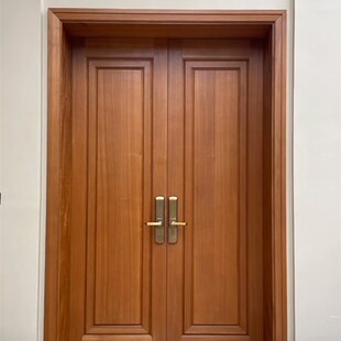 实木子母大门菠萝格柚木大门入户门别墅对开大门木门现代进户大门