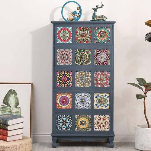 美式复古屉667式实木抽收纳柜彩绘客厅多储层物柜卧室斗柜阳台置