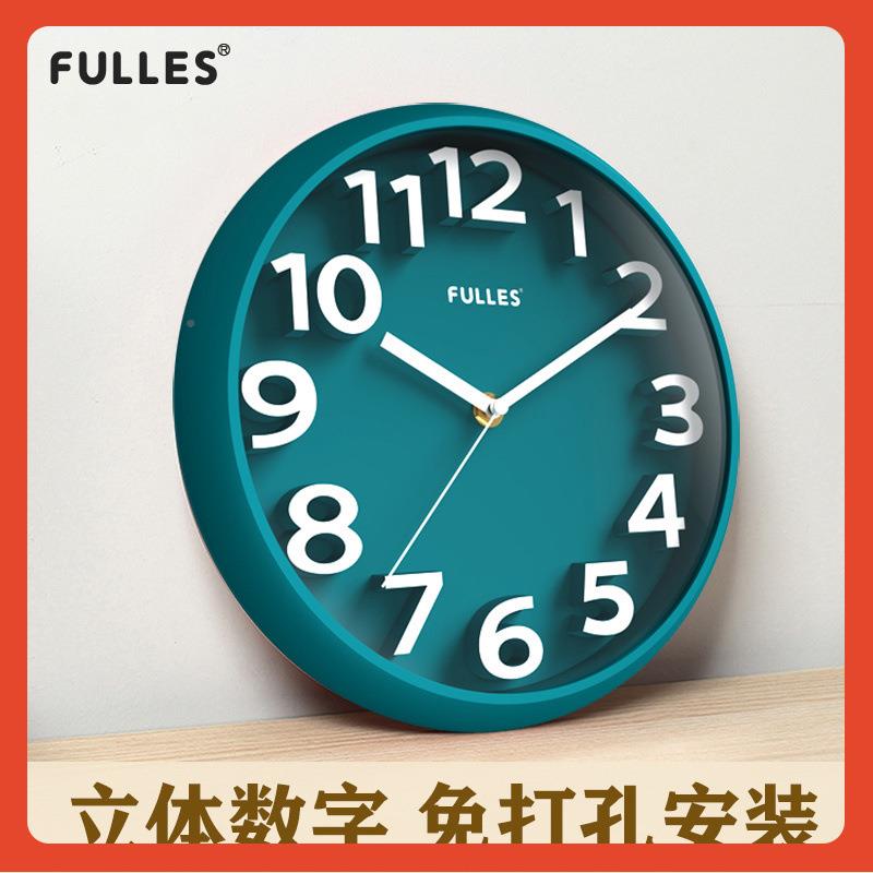 ?意钟Fh(h(@v$轩立体大数字清晰电钟波挂钟孔客厅2025新款挂墙免