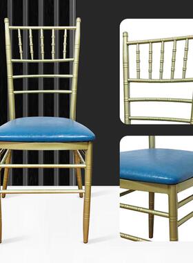 户工子厂直销休闲椅子金属餐礼椅婚庆婚椅74690金色外酒店椅舒适