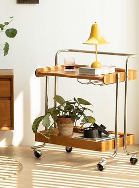 中古小动车实木边几客厅纳茶几推沙4978发移推车樱桃收木置物架