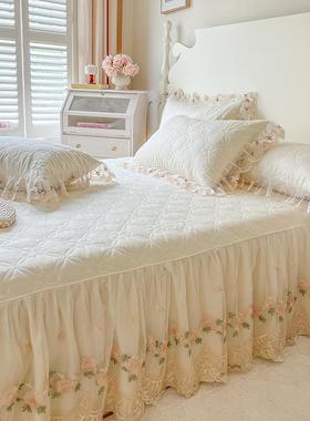 全风棉主公法式蕾丝花边裙床无品牌/单件纯棉夹棉床罩带裙边床单