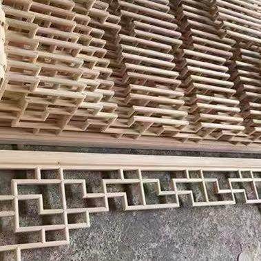 式仿中古实木雕镂空花子格985门楣挂落装饰倒挂楣雕花仿古定花制