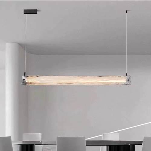 意式简149岛约云玻璃餐厅吊雾灯轻奢一字D饭桌台长条吧台灯LE照明