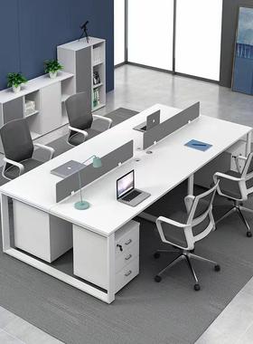 办桌电脑桌椅组合屏风工作公位卡座4/LDM6桌约/8人位白色工作简现