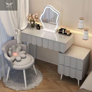 奶轻木奢现代简DLZ约可伸缩化实妆桌法式 油风卧室梳妆台收纳柜一