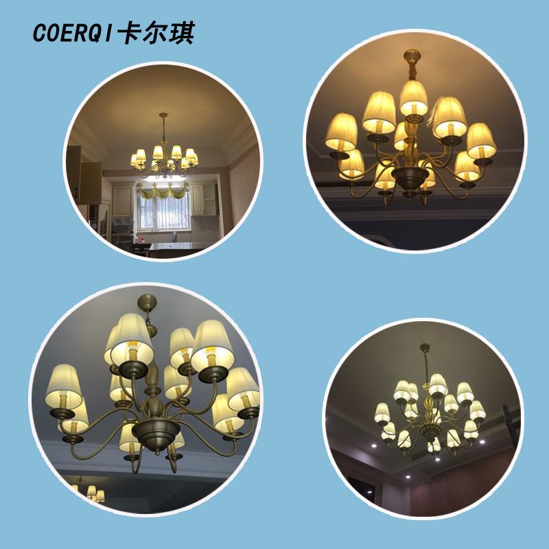 美式简约大吊工灯客厅餐厅双层灯别墅复楼具程大堂IUQ装饰铜式吊