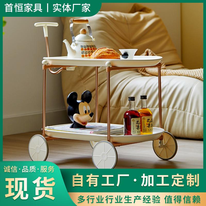 家用塑料茶几创意简地约推车落可移动球车现WQM小月推车置物架货