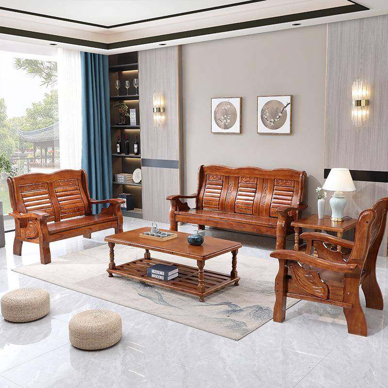 J木用&客厅家农村办公室三人位茶几中式木质经济OTF型凉全实沙发