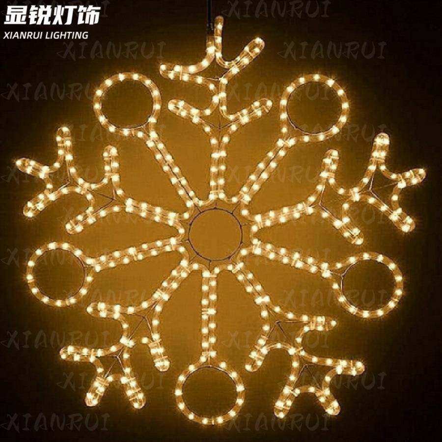 诞LED挂件雪花灯装发CPS饰雪花片造型灯图案防水圣雪花铁灯艺光平