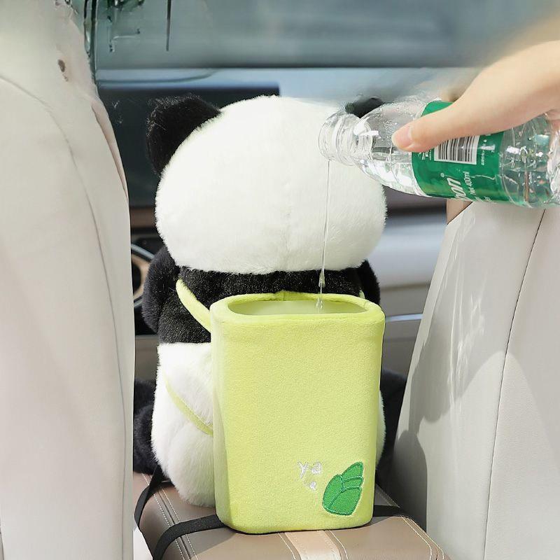 时创意车奶瓶熊猫载盒车内装饰可爱女士汽车纸手箱扶纸巾盒抽垃圾