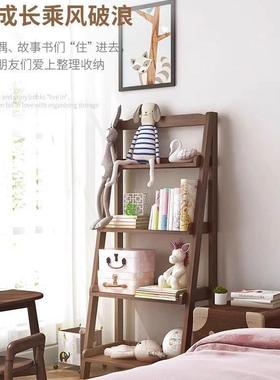 实木书置物架落地网儿红童简易立式多层书柜墙家用YTF架客厅靠收
