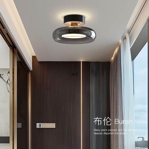 意式极简过道入户阳台户5外吸顶灯202走灯70500廊门玻璃圆形网红
