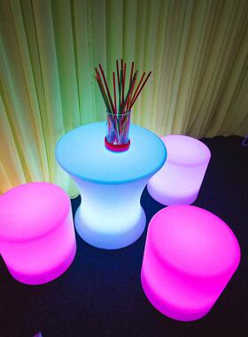 LED发矮光凳487简圆约客厅家具t卧室酒店Pary庭院草坪七彩圆柱儿