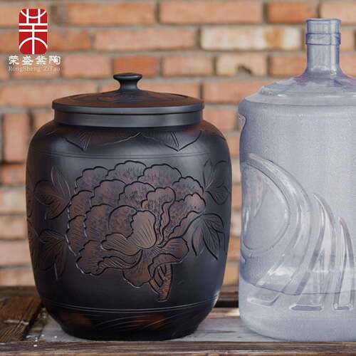 水缸净陶瓷水桶纯273水桶式茶中桌蓄水桶储水用茶老式饮水抽泡水