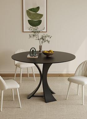 奶NEV油风圆形可家谈推拉德利丰岩板厅圆桌用办公洽网红餐茶几组