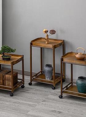 茶台动茶几边动几中式茶URK带水架家用客厅可移轮小推车角移几茶