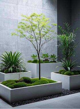 户外不锈钢花箱GDF成品花盆花铁艺架商业街花坛售楼部室外花槽公