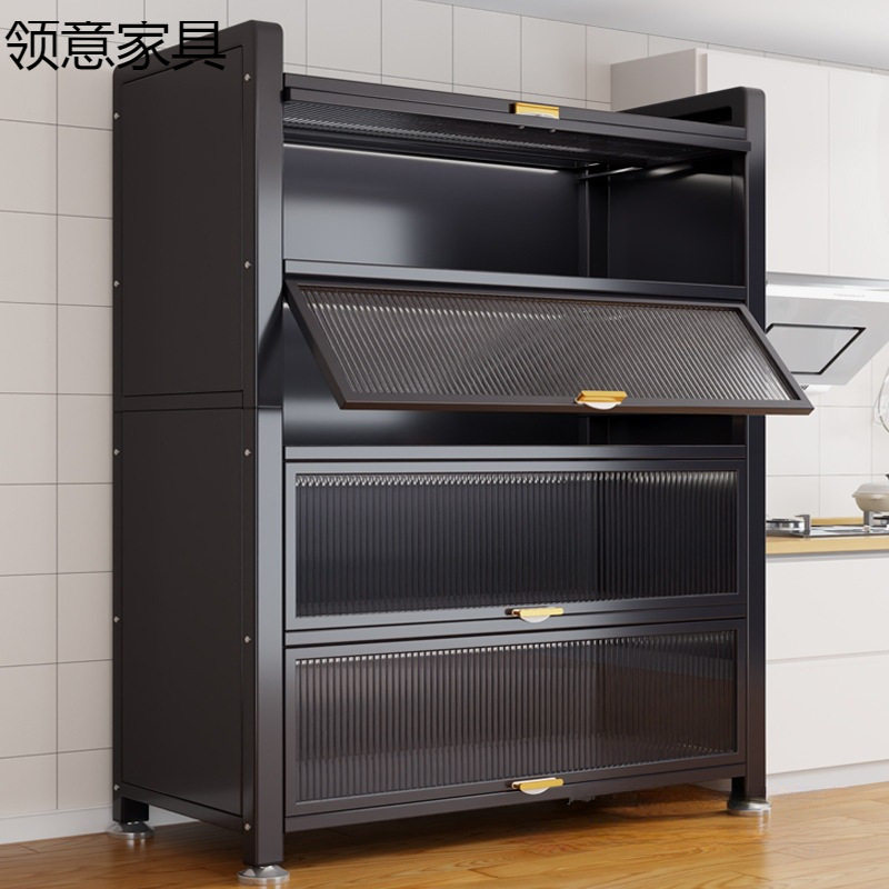 厨房置物架落地多层防尘收纳柜微波炉家用餐边柜多功能橱柜储物柜