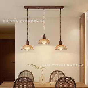 胡桃木117餐厅吊灯中风美式饭餐桌小吊灯厅复古网红吧台黑民宿灯