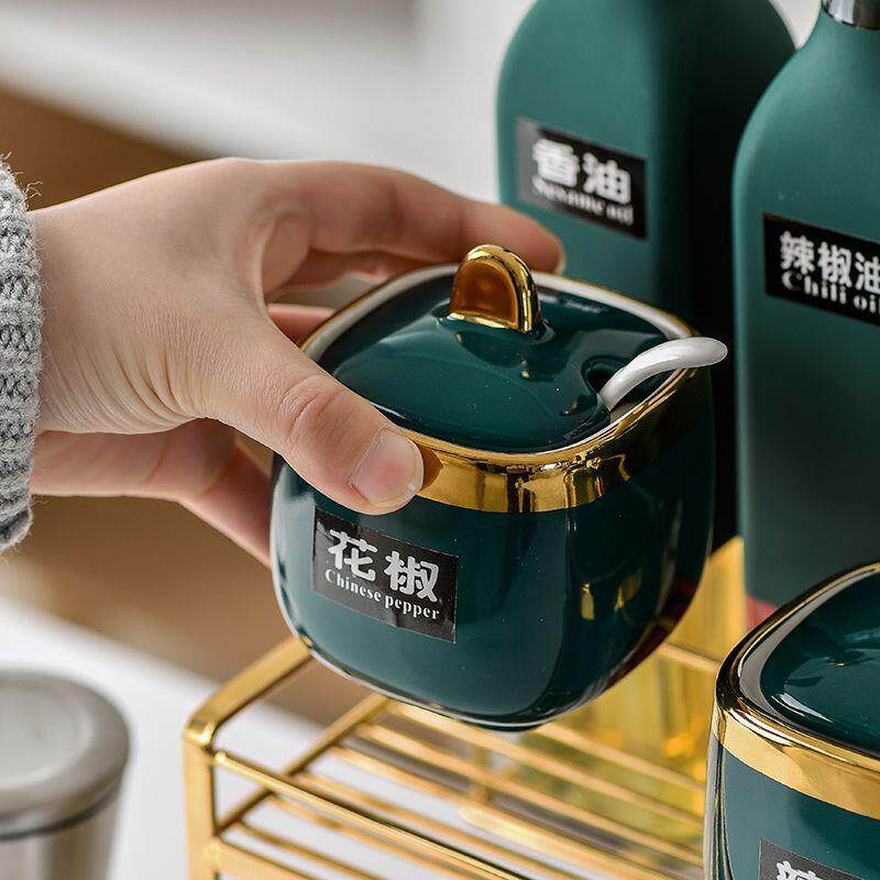 调料瓶全套厨房罐轻奢瓷调料盒瓶味组合调罐CHD网红调料陶子置物