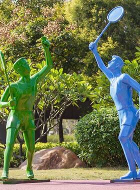 动剪影人人园林小区运楼盘景观摆璃件TB628708户外玻钢骑自行车跑