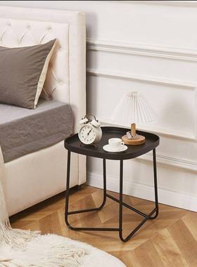 床头替代品小型铁艺现代简约卧F97TST67室简易黑色创意床边收柜置