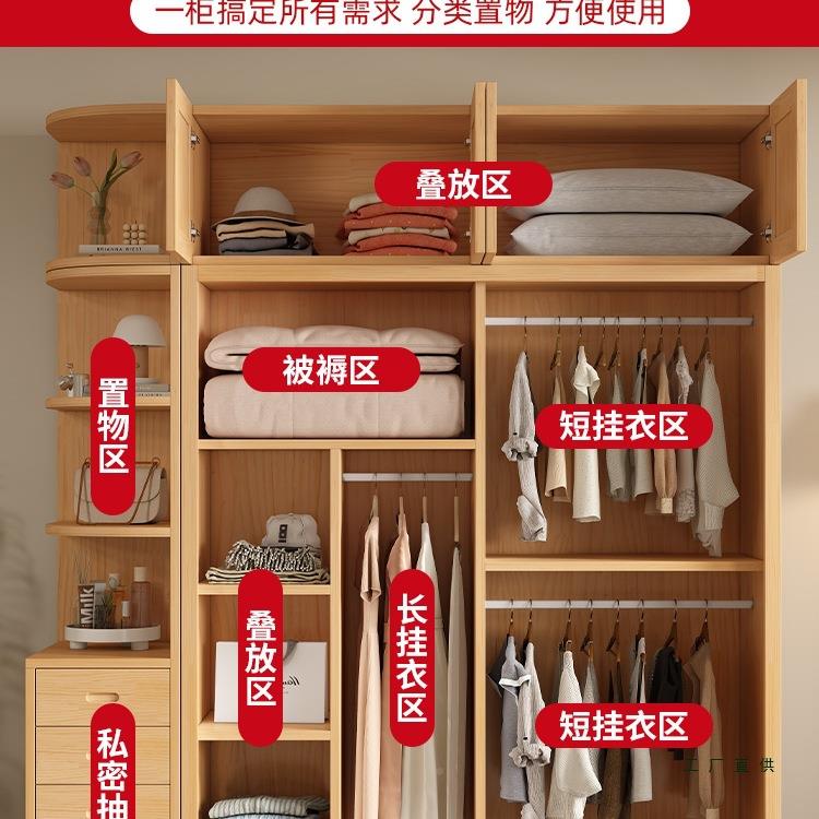 实木衣柜家用卧室橱推拉门松木移门简易衣支持全制原WMM木定儿童