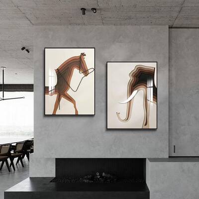 布尔诺轻奢镂空画玄关廊装饰画走墙壁档抽象竖骏马客厅高款实73布