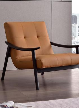 意人式轻奢单实沙发椅家用休闲单57064人椅客厅阳极简商务休木闲