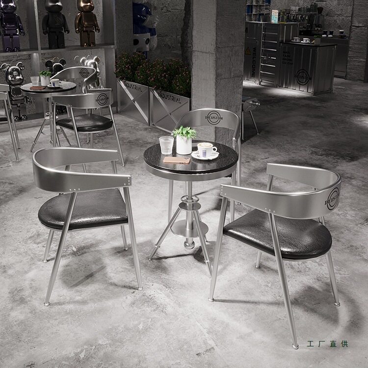 奶茶店桌椅组合创意工业风卡座铁艺办公室休闲接待休息区洽谈会议