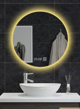 浴室智能镜dBPA圆形壁挂卫生间防光雾带灯卧发室le灯梳妆镜子化妆