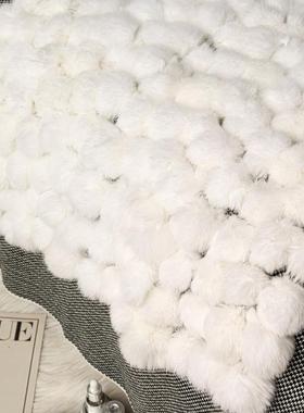 撸猫感兔床球搭毯加厚盖毯毛NBQ现简约样板间旗酒店民宿沙床尾巾