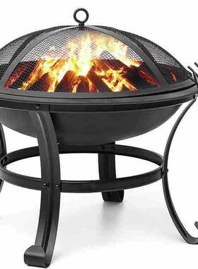 便携家式烤烤火盆室AXR内取暖炉冬木天炭烤火炉便携式户外用铁艺