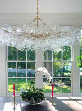 北美JOJ美式C别墅餐厅吊灯客厅意空吧台玻璃球轻奢美式挑大厅V创