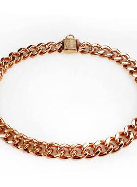 不锈钢链宠物链脖圈1m狗两面六面磨全焊口抛光GL19mLM铸造镶钻9插