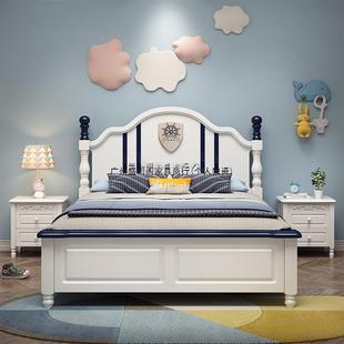 儿童床A1男实木1.2米1.5孩米单人床床女孩公床1.35美式 主现代储物