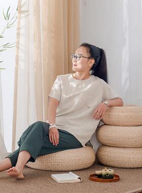 编蒲团榻米坐垫地草上日式加厚榻藤编家用形打坐圆垫禅修URR垫草