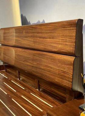 北美黑GAU胡桃木8全木床1.m新中式双人床家用.5m单人实床主卧1婚