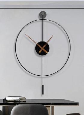 现代家LWB00012简约客风厅挂钟创免打孔轻西班牙极简意用奢静音摇