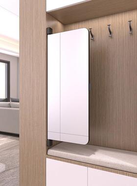 衣柜镜子门内装推拉镜衣橱开穿衣镜平内WIH置转隐藏折叠伸缩全旋