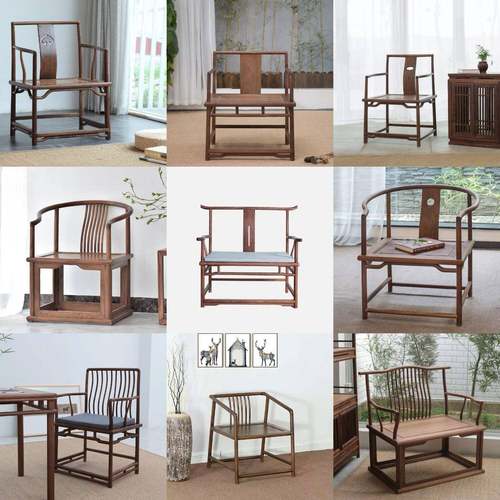 新中式实木休闲椅简约温椅客实莎餐椅太师椅JB6-11-1茶室会办公茶