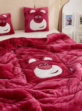 加绒加KGZ厚卡通睡抱枕子午休被加厚车头用枕办公室午毯子二合一